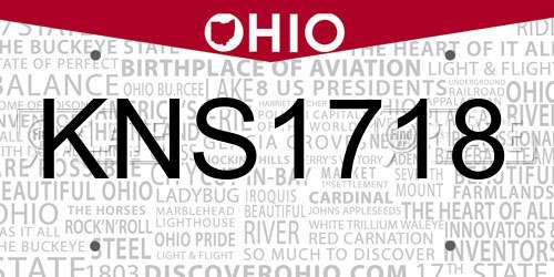 KNS1718 Ohio License Plate