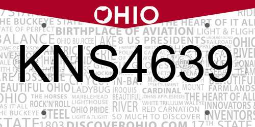 KNS4639 Ohio License Plate