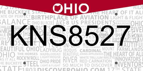 KNS8527 Ohio License Plate