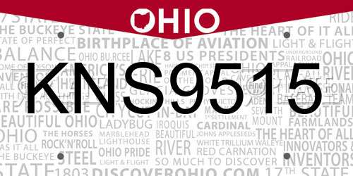 KNS9515 Ohio License Plate
