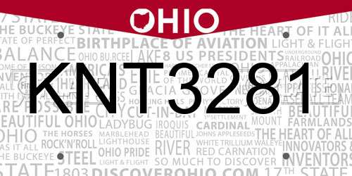 KNT3281 Ohio License Plate