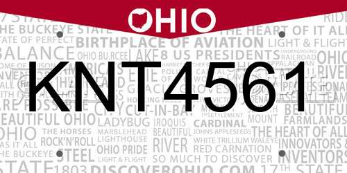 KNT4561 Ohio License Plate