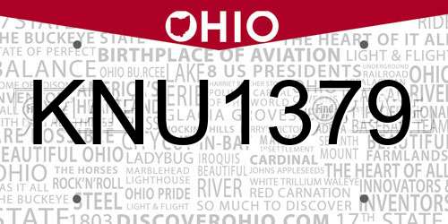 KNU1379 Ohio License Plate