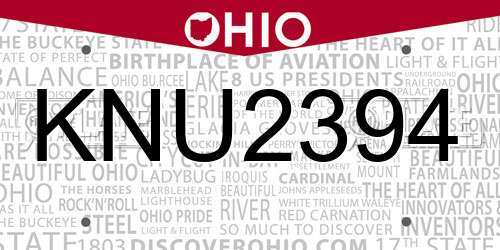 KNU2394 Ohio License Plate