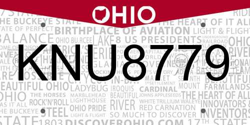 KNU8779 Ohio License Plate