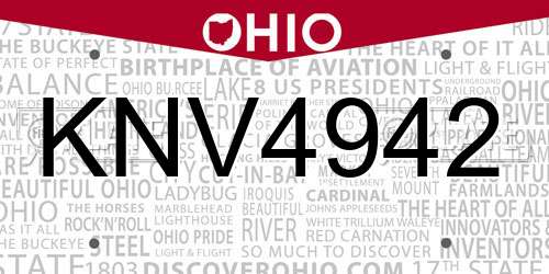 KNV4942 Ohio License Plate