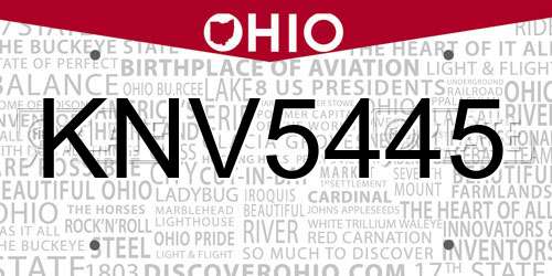 KNV5445 Ohio License Plate