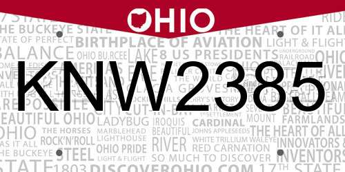 KNW2385 Ohio License Plate
