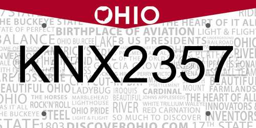KNX2357 Ohio License Plate