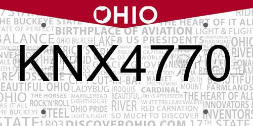 KNX4770 Ohio License Plate