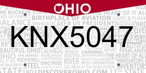 KNX5047 Ohio License Plate
