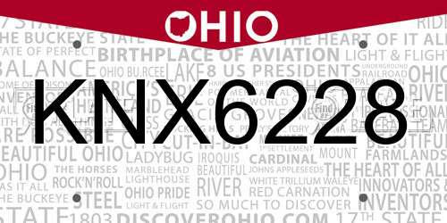 KNX6228 Ohio License Plate