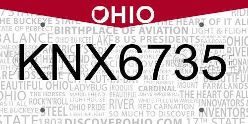 KNX6735 Ohio License Plate