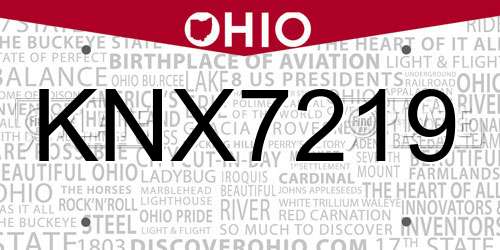 KNX7219 Ohio License Plate