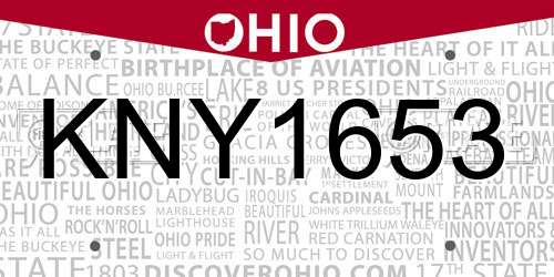 KNY1653 Ohio License Plate