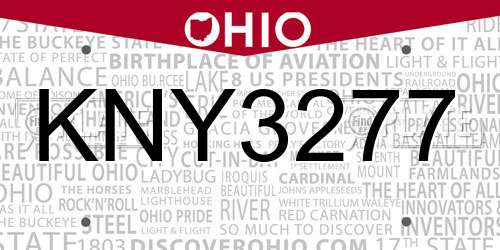 KNY3277 Ohio License Plate