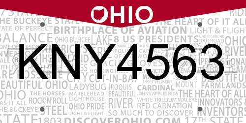 KNY4563 Ohio License Plate