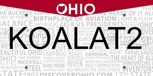 KOALAT2 Ohio License Plate