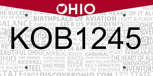 KOB1245 Ohio License Plate