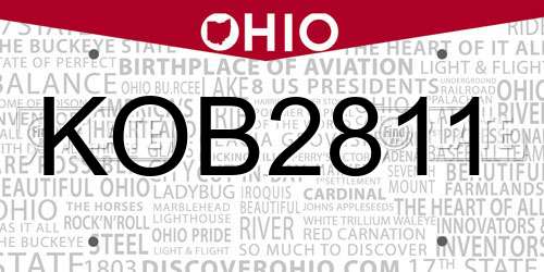 KOB2811 Ohio License Plate