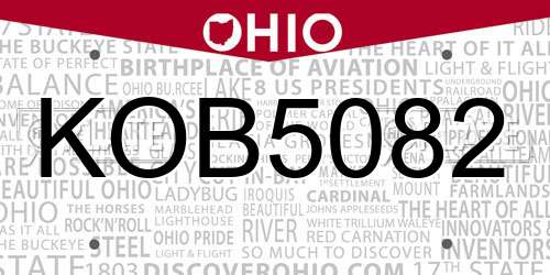 KOB5082 Ohio License Plate