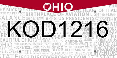 KOD1216 Ohio License Plate