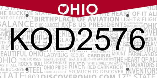 KOD2576 Ohio License Plate
