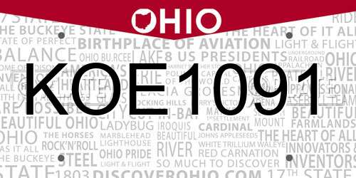 KOE1091 Ohio License Plate