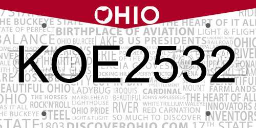 KOE2532 Ohio License Plate