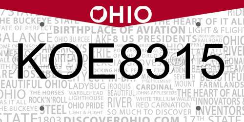 KOE8315 Ohio License Plate