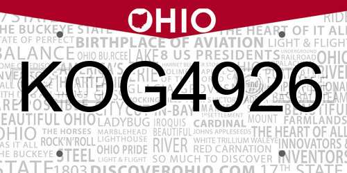 KOG4926 Ohio License Plate