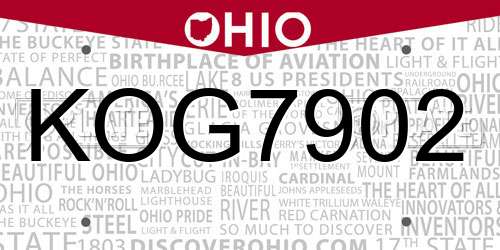 KOG7902 Ohio License Plate