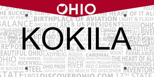 KOKILA Ohio License Plate