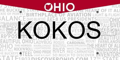 KOKOS Ohio License Plate