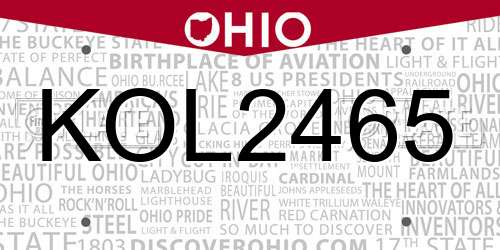 KOL2465 Ohio License Plate