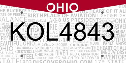 KOL4843 Ohio License Plate