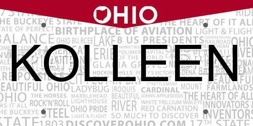 KOLLEEN Ohio License Plate