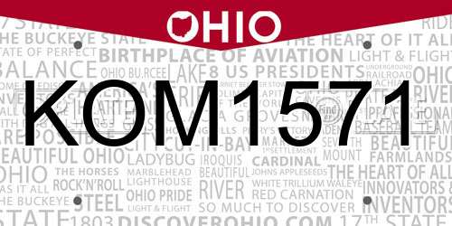 KOM1571 Ohio License Plate