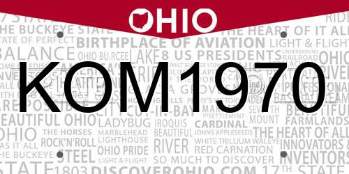 KOM1970 Ohio License Plate