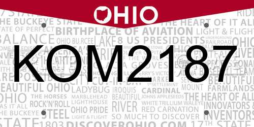 KOM2187 Ohio License Plate