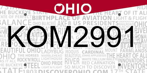 KOM2991 Ohio License Plate