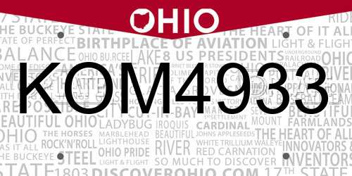 KOM4933 Ohio License Plate
