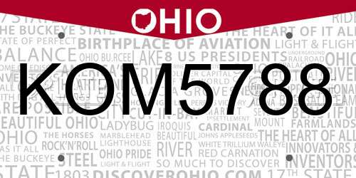 KOM5788 Ohio License Plate