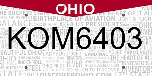 KOM6403 Ohio License Plate