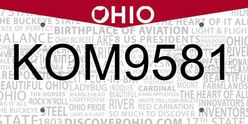 KOM9581 Ohio License Plate