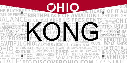 KONG Ohio License Plate