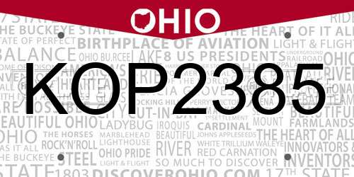 KOP2385 Ohio License Plate