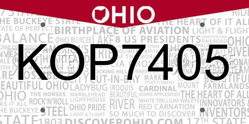 KOP7405 Ohio License Plate