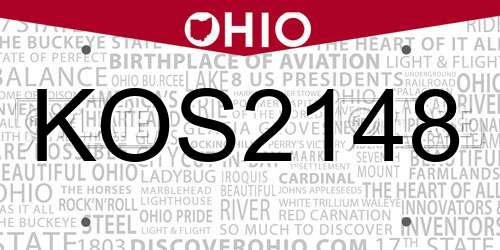 KOS2148 Ohio License Plate