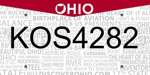 KOS4282 Ohio License Plate